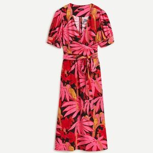 J. Crew Pink and Red Midi Dress